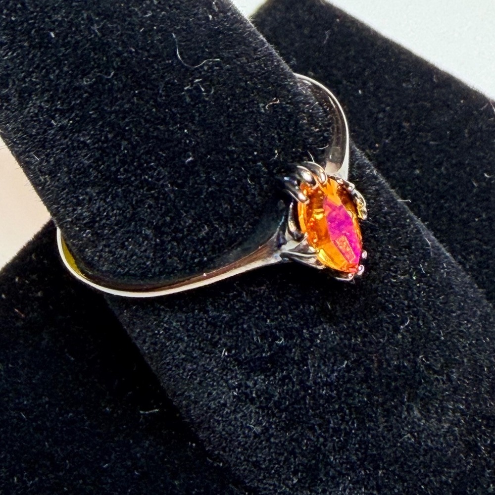 Fragrant Jewels 925 Sterling Silver Orange Marquise Ring Size 7.5